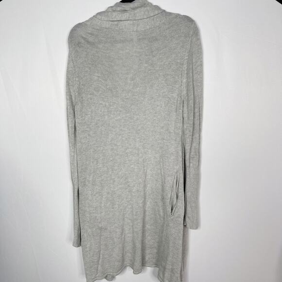 Leith M Heather Gray Cotton Wool Blend Open Front Long Length Cardigan Sweater - Picture 2 of 10